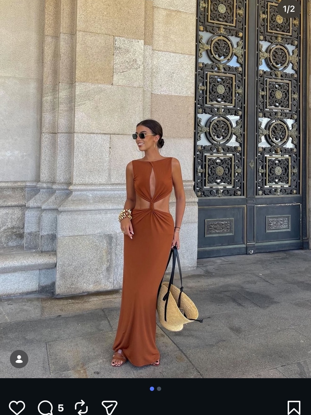 Zara Rust Cutout Twist Maxi and Sexy Dress